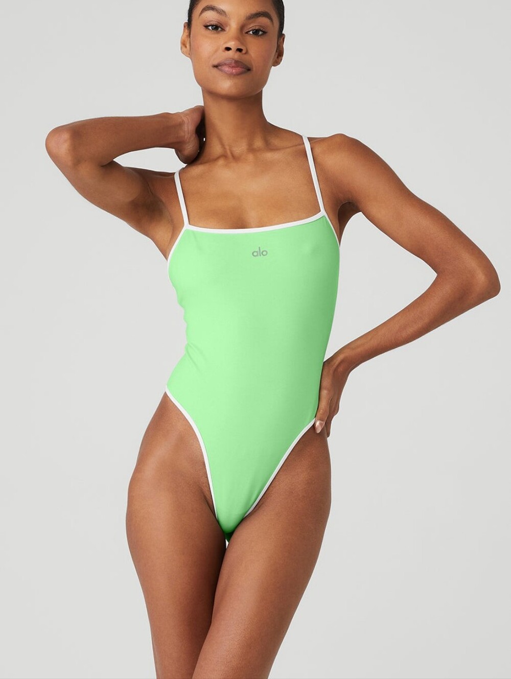 ALO Yoga | Ivy League Bodysuit Ultramint/White Green Size Small NWT